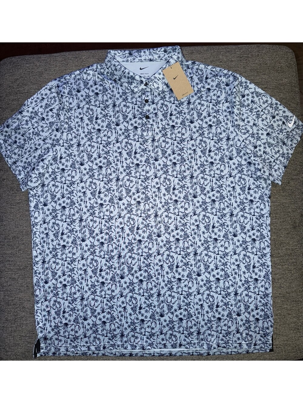 Nike Dri-FIT Tour Men's 2XL Golf Polo Light Blue/Floral HM5807-440